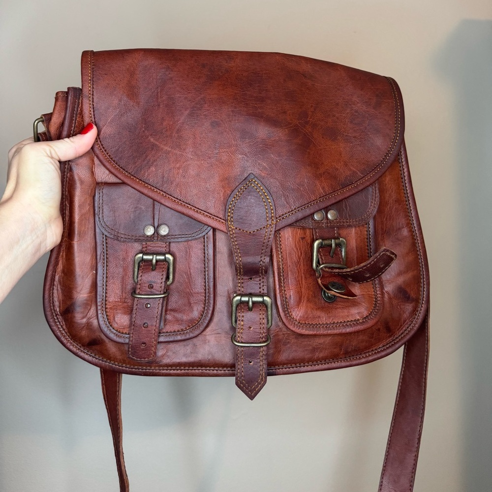 Komal’s Passion Leather Brown Satchel Messenger Bag